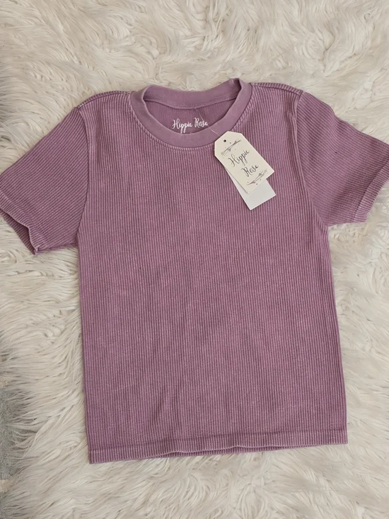 Hippie Rose Striped Crewneck Crop Tees- Set Of 2 - Picture 3 of 7